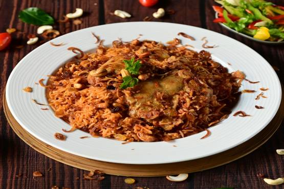 Chicken Kabsa Rice with Salsa and Salad